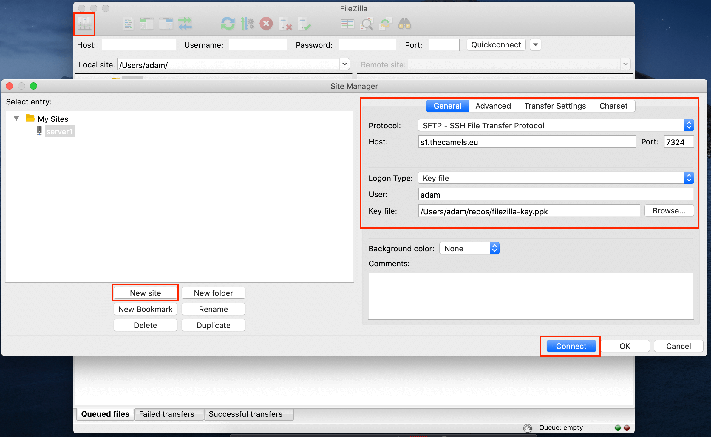 mac convert private key for filezilla?